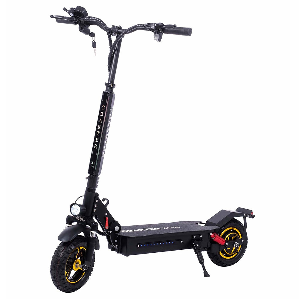 OBARTER X1 Pro Folding Off-road Electric Scooter 10-inch Tire 1000W Motor 48V 21Ah Battery 28 mph max speed 40-46.5 miles max range Dual disc brake IP54 Waterproof