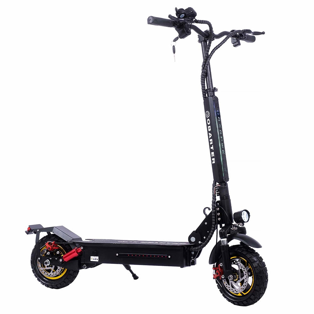 OBARTER X1 Pro Folding Off-road Electric Scooter 10-inch Tire 1000W Motor 48V 21Ah Battery 28 mph max speed 40-46.5 miles max range Dual disc brake IP54 Waterproof