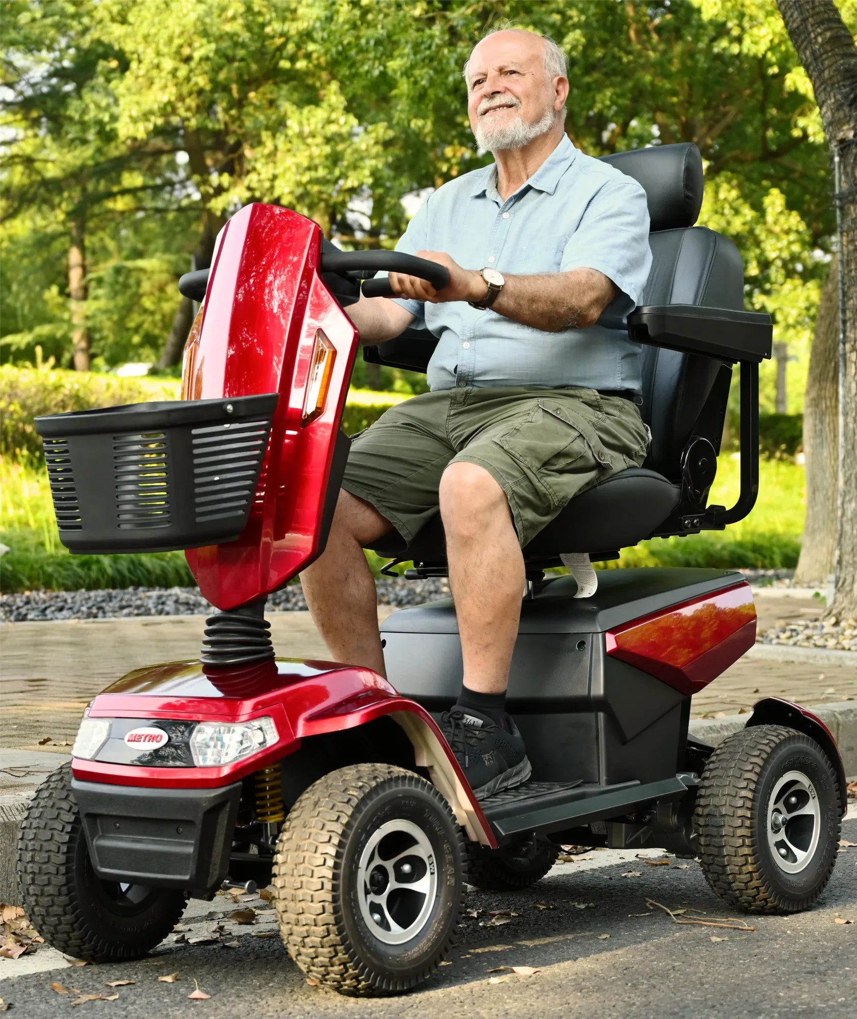 4-Wheel Electric Mobility Scooter for Adults Seniors and Eldely,Adult All Terrain Electric Powered Wheelchair Device-1000W Motor With 75Ah Battery,S800 RED