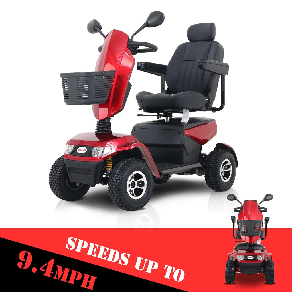 4-Wheel Electric Mobility Scooter for Adults Seniors and Eldely,Adult All Terrain Electric Powered Wheelchair Device-1000W Motor With 75Ah Battery,S800 RED