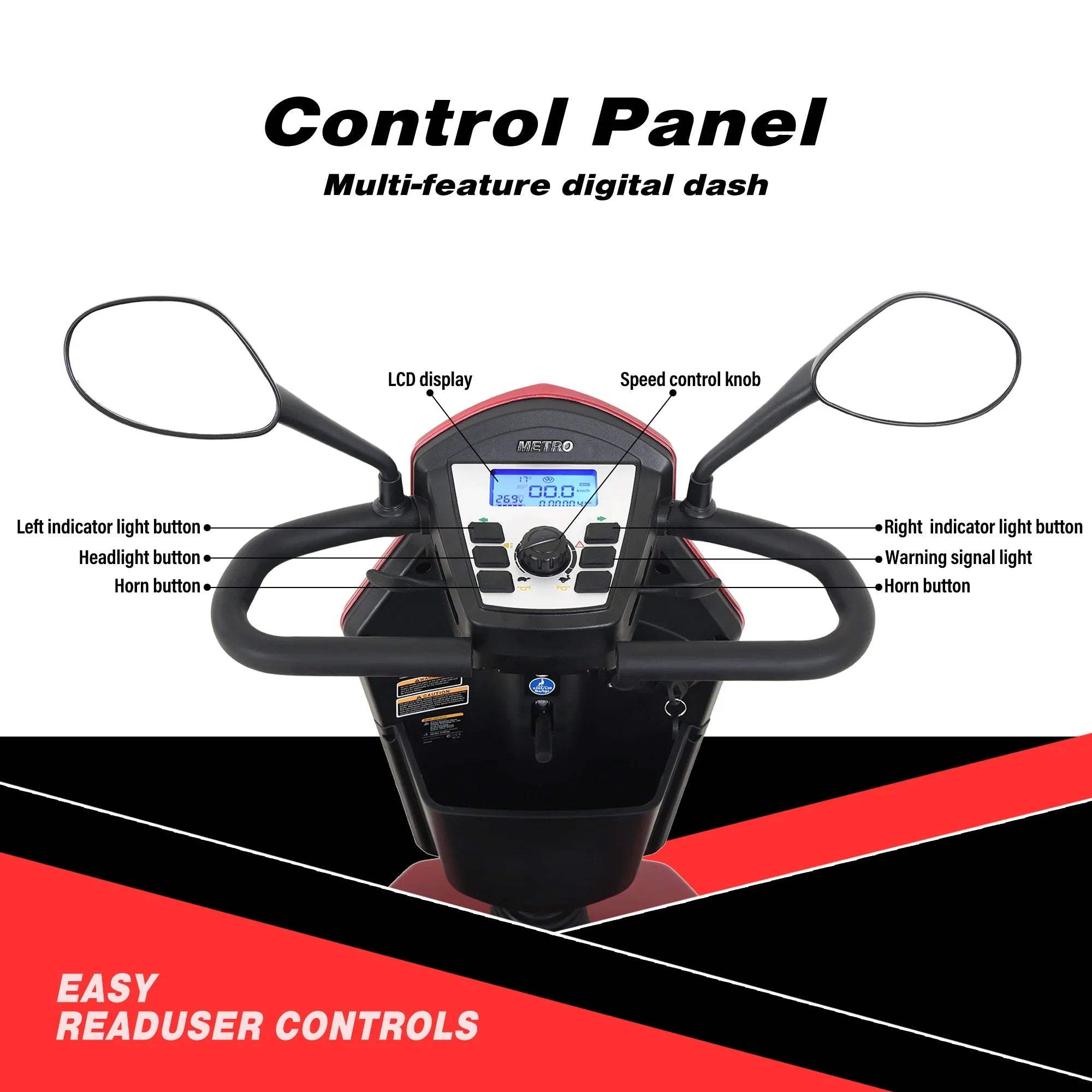 4-Wheel Electric Mobility Scooter for Adults Seniors and Eldely,Adult All Terrain Electric Powered Wheelchair Device-1000W Motor With 75Ah Battery,S800 RED
