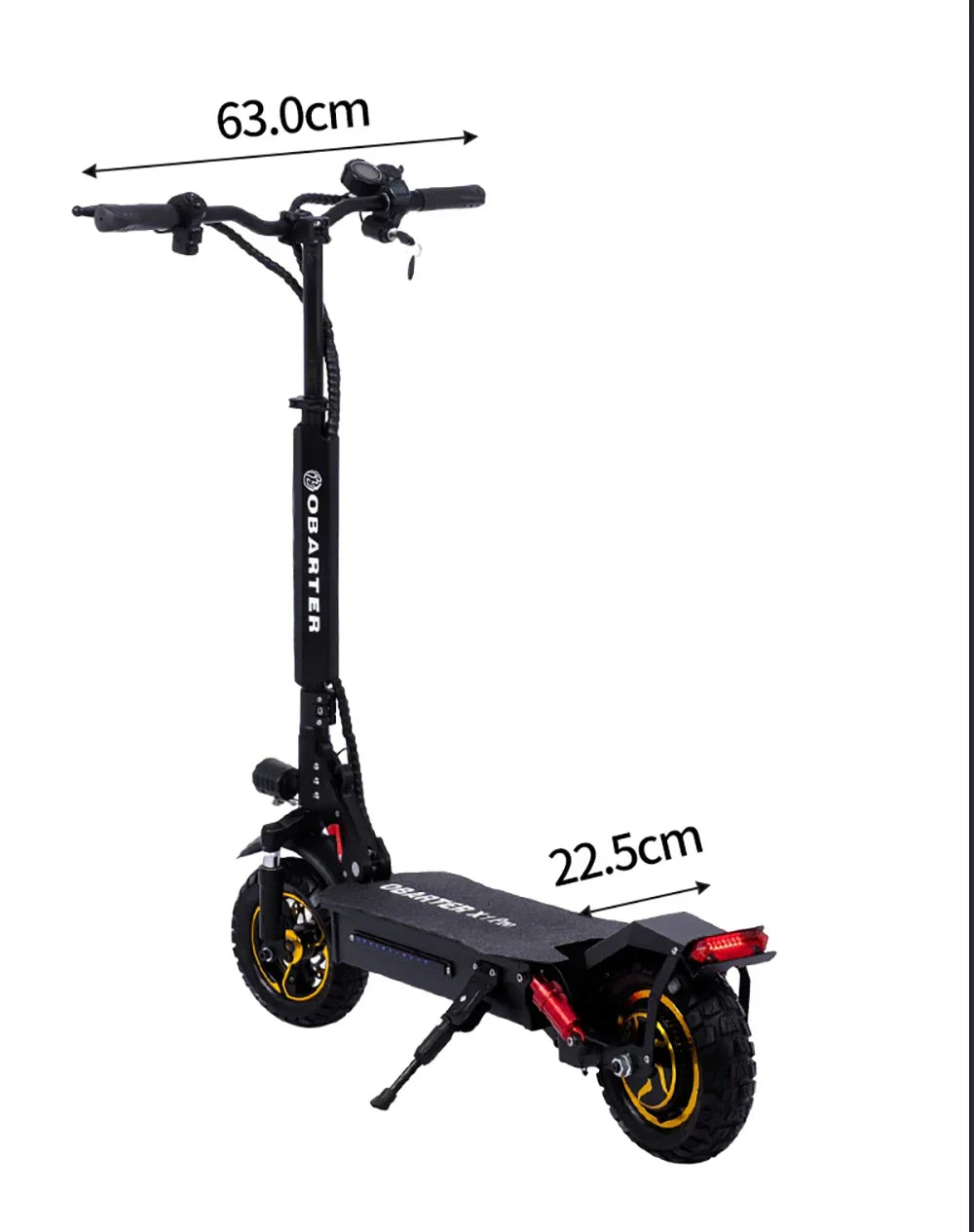 OBARTER X1 Pro Folding Off-road Electric Scooter 10-inch Tire 1000W Motor 48V 21Ah Battery 28 mph max speed 40-46.5 miles max range Dual disc brake IP54 Waterproof