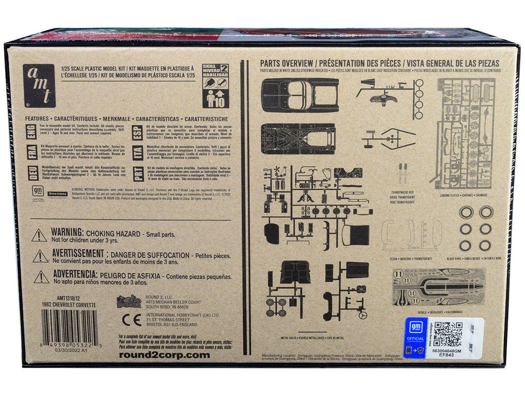 1962 Chevrolet Corvette 3 in 1 Kit 1/25 Scale Plastic Model Kit by AMT