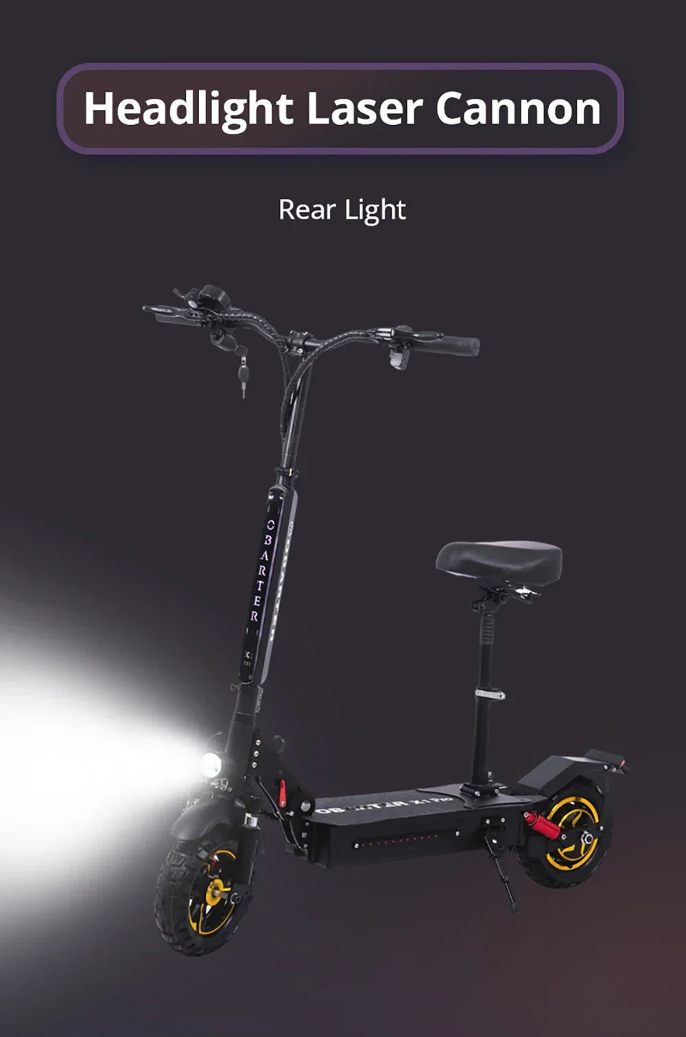 OBARTER X1 Pro Folding Off-road Electric Scooter 10-inch Tire 1000W Motor 48V 21Ah Battery 28 mph max speed 40-46.5 miles max range Dual disc brake IP54 Waterproof