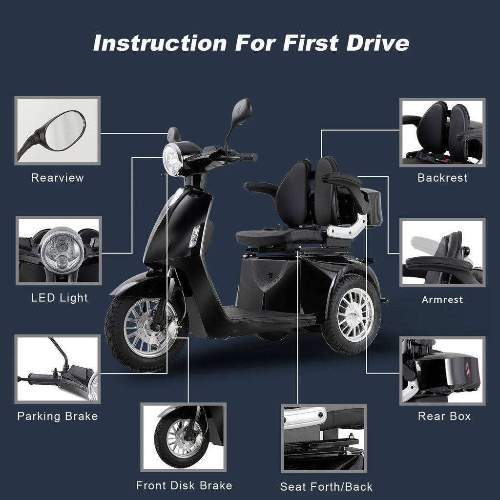 ELECTRIC MOBILITY SCOOTER WITH BIG SIZE, HIGH POWER BLACK