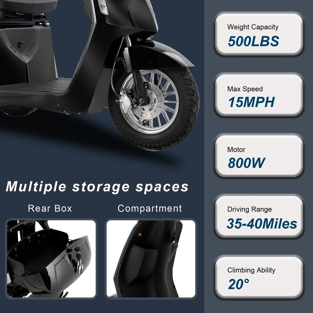 ELECTRIC MOBILITY SCOOTER WITH BIG SIZE, HIGH POWER BLACK