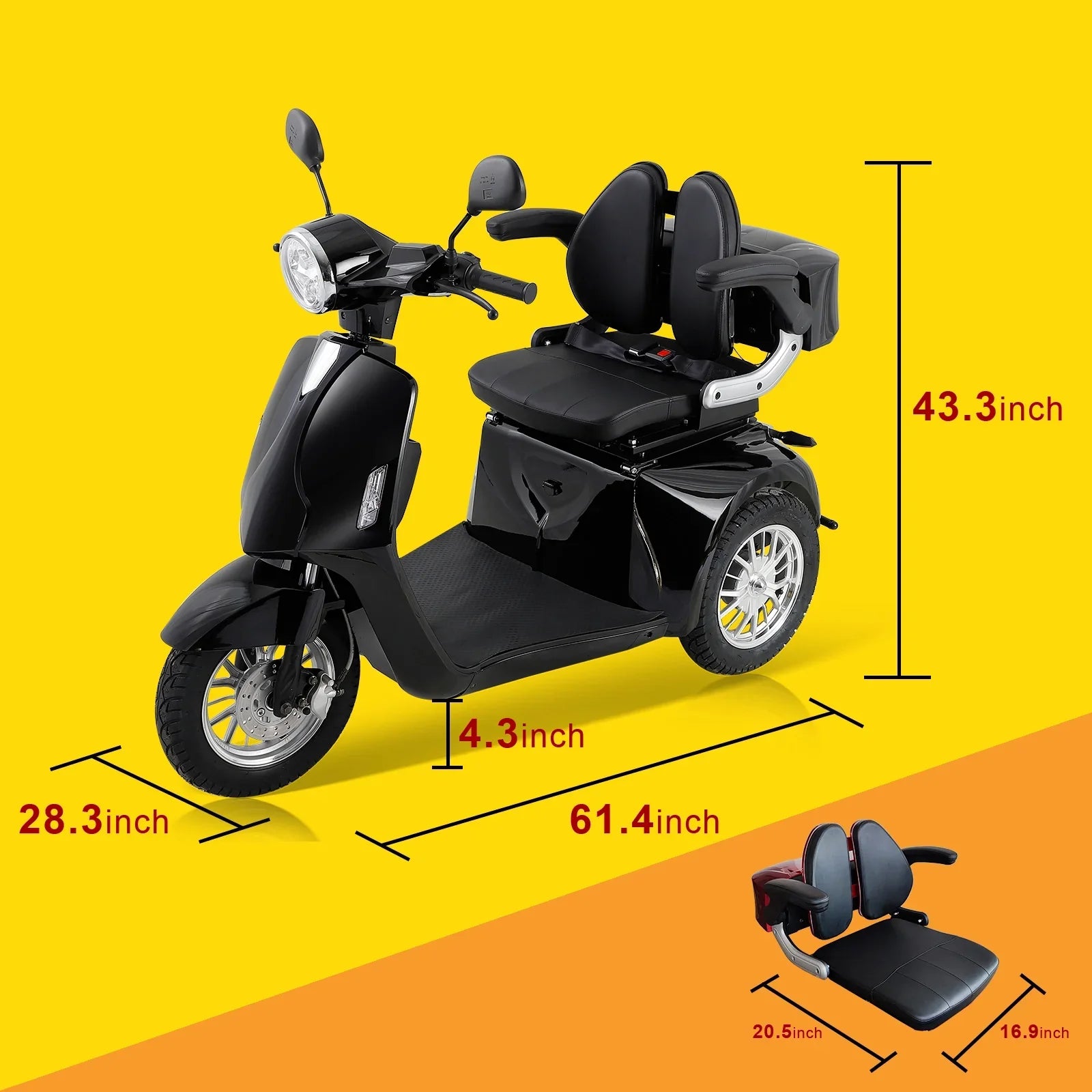 ELECTRIC MOBILITY SCOOTER WITH BIG SIZE, HIGH POWER BLACK