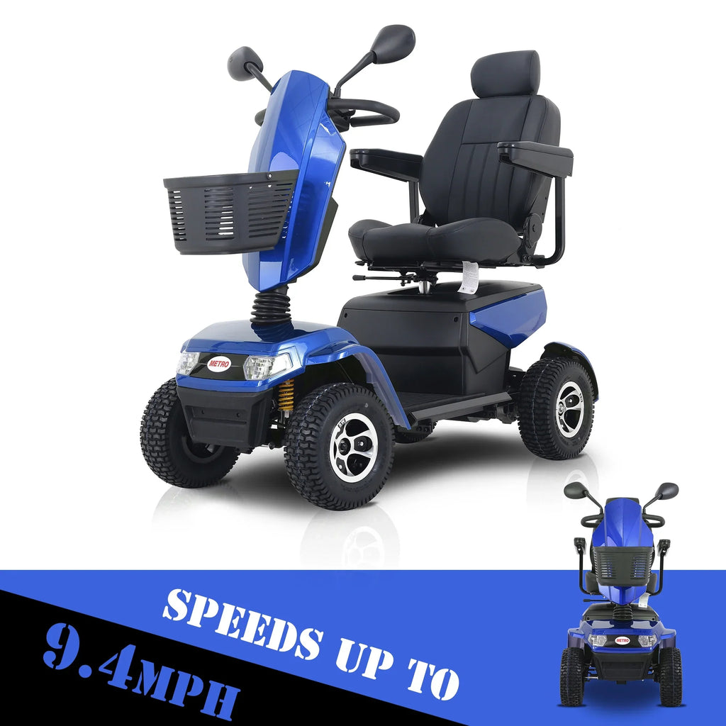 4-Wheel Electric Mobility Scooter for Adults Seniors and Eldely,Adult All Terrain Electric Powered Wheelchair Device-1000W Motor With 75Ah Battery,S800 BLUE