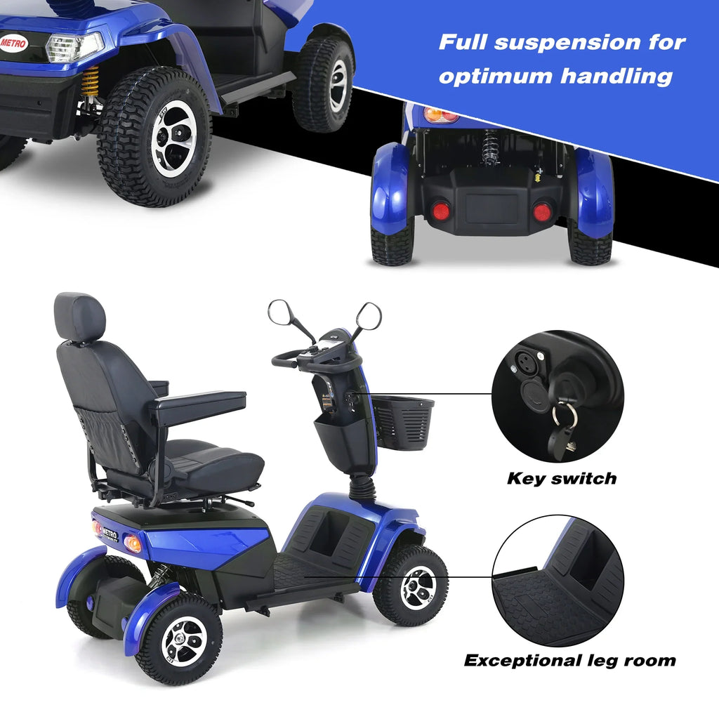 4-Wheel Electric Mobility Scooter for Adults Seniors and Eldely,Adult All Terrain Electric Powered Wheelchair Device-1000W Motor With 75Ah Battery,S800 BLUE